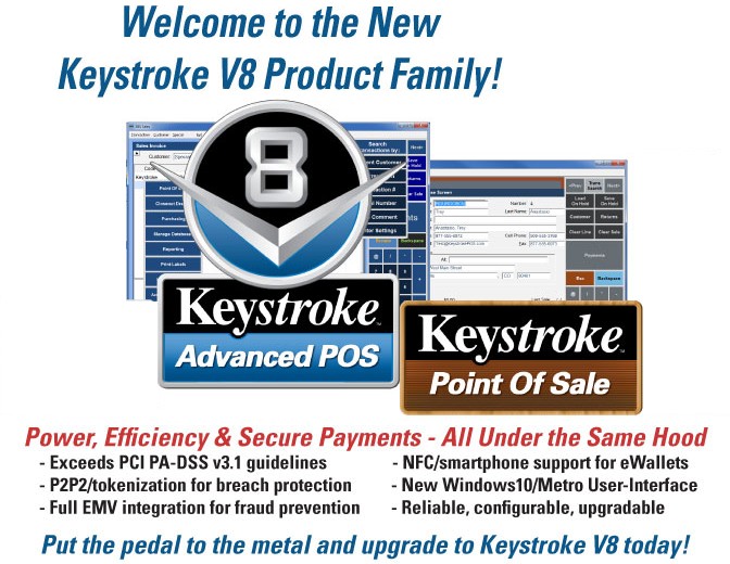 Image of Keystroke Advanced POS screenshot and all-in-one point of sale terminal with Digital Sign Controller screenshot.